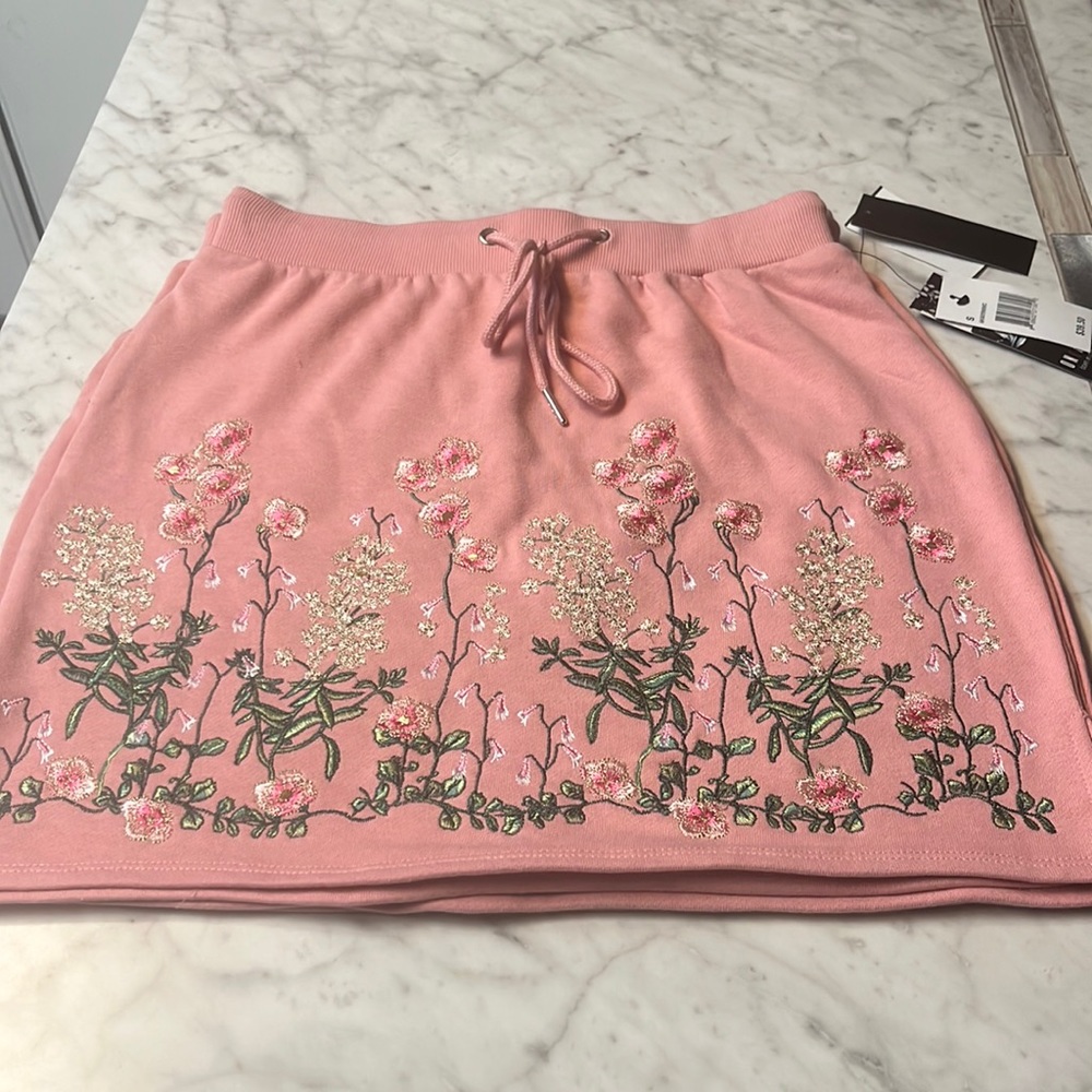 One Heart Pink Embroidered Skirt